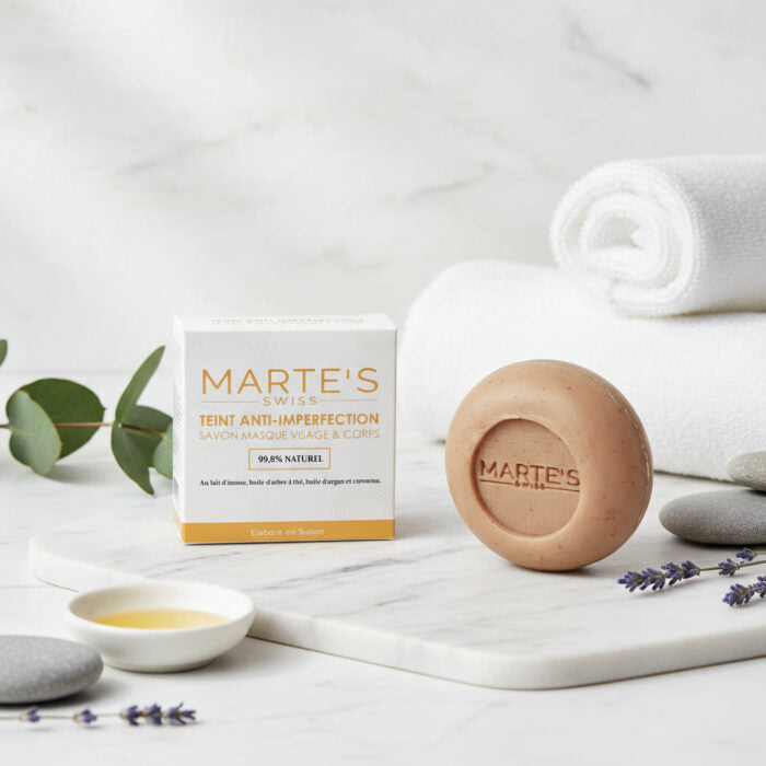 SAVON/MASQUE ANTI-IMPERFECTION | Lait d’ânesse bio, curcuma, tea tree, huile d’argan