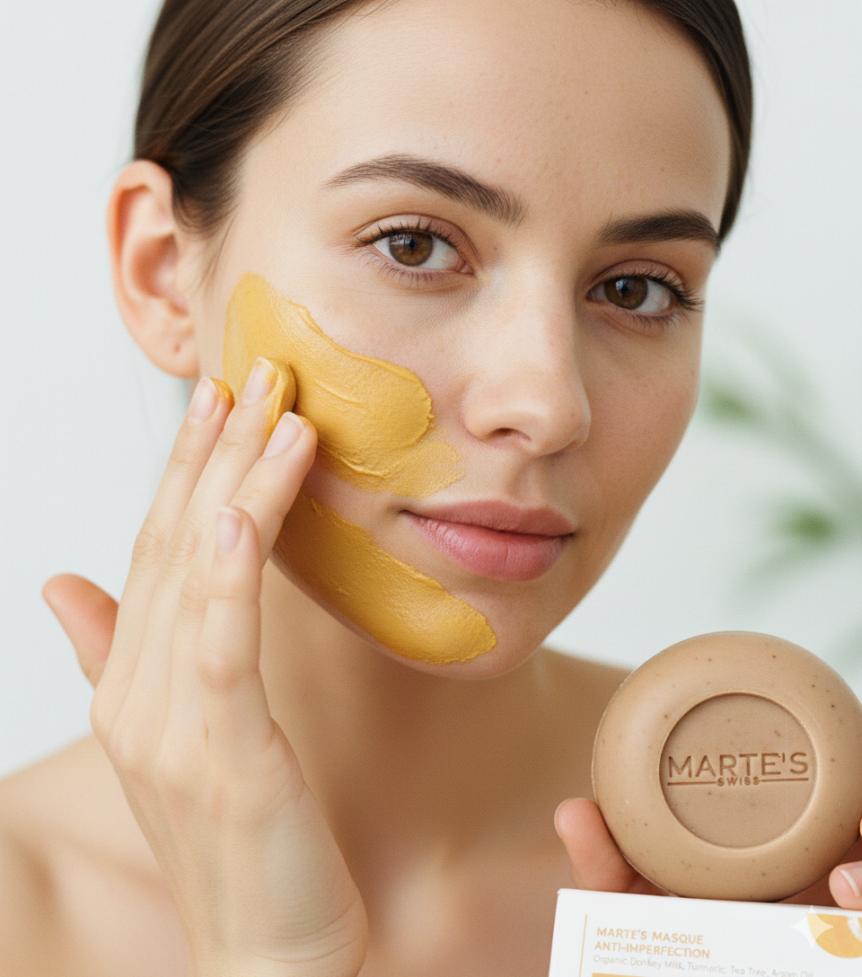 SAVON/MASQUE ANTI-IMPERFECTION | Lait d’ânesse bio, curcuma, tea tree, huile d’argan